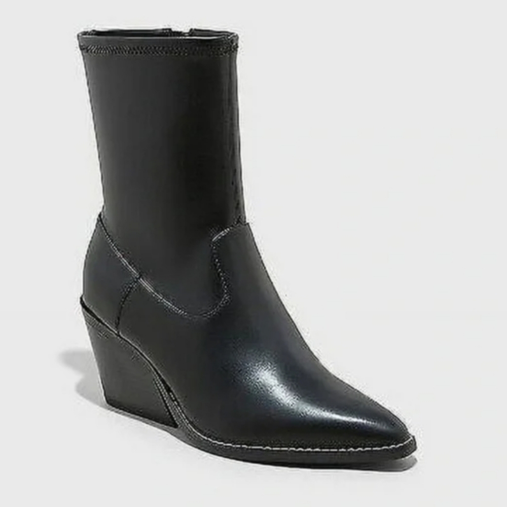 Black Universal Thread Aubree Block Heel Ankle Boots Size 8.5 Memory Foam Insole